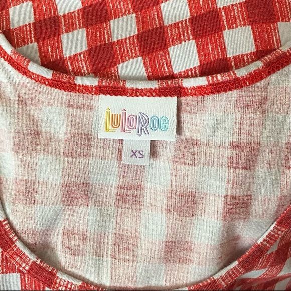 LuLaRoe Perfect Tank Top Red Checked Size XS Oversized Swing - Picture 5 of 7
